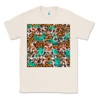 Natural Western Turquoise Glitter Cowhide Leopard Seamless Classic Tee - FaDigitalArtStudio