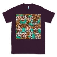 Plum Western Turquoise Glitter Cowhide Leopard Seamless Classic Tee - FaDigitalArtStudio