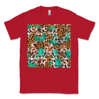 Western Turquoise Glitter Cowhide Leopard Seamless Classic Tee | Teevron