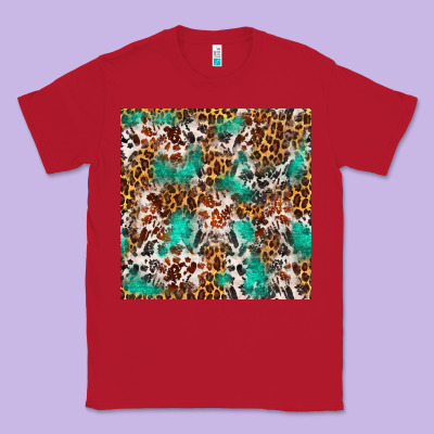 Western Turquoise Glitter Cowhide Leopard Seamless Classic Tee Designed By Fadigitalartstudio