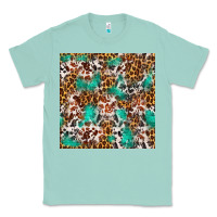 Seafoam Western Turquoise Glitter Cowhide Leopard Seamless Classic Tee - FaDigitalArtStudio
