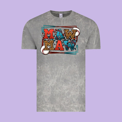 Baseball Mawmaw Leopard Frame Vintage Tee Designed By Lillyallendesigns