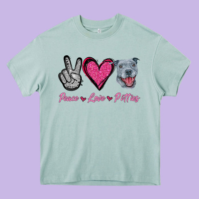 Peace Love Pitties Heavy Core Tee Designed By Jasminsmagicworld