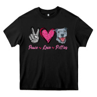 Black Peace Love Pitties Heavy Core Tee - Jasminsmagicworld