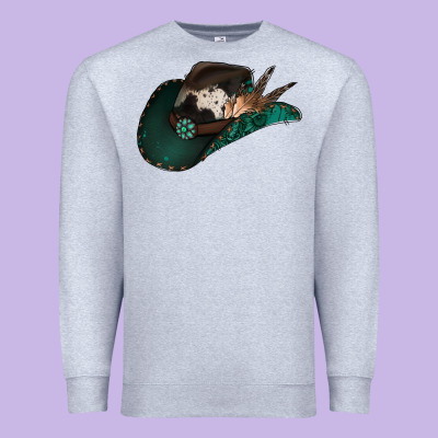 Cowhide Flowers Cowboy Hat Premium Sweatshirt Designed By Jasminsmagicworld