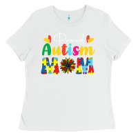 White Proud Autism Mom sunflower Ladies Tee - CowhideDigitalArt