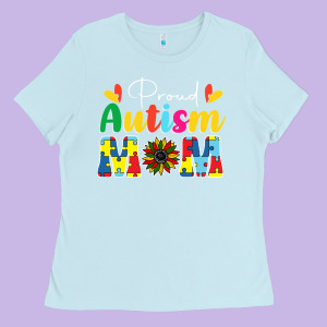 Proud Autism Mom Sunflower Ladies Tee Designed By Cowhidedigitalart