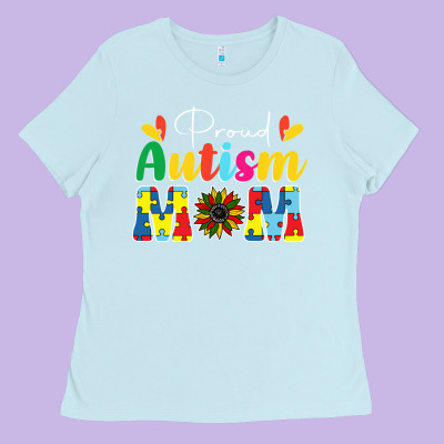 Proud Autism Mom Sunflower Ladies Tee Designed By Cowhidedigitalart
