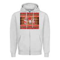 Dove Grey valentines day gnomes leopard Zipper Hoodie - Jasminsmagicworld