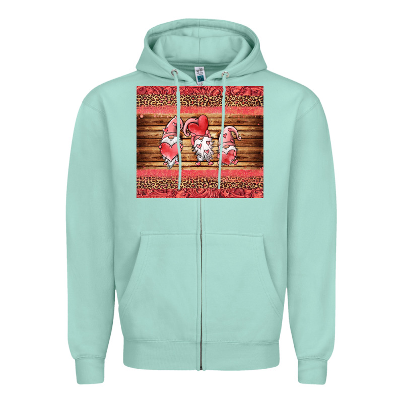 Valentines Day Gnomes Leopard Zipper Hoodie by Jasminsmagicworld | Teevron