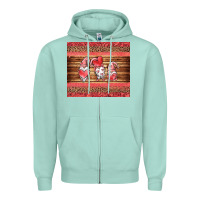 Seafoam valentines day gnomes leopard Zipper Hoodie - Jasminsmagicworld