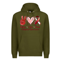 Army Green Peace Love Cure Heart And Neck Cancer Premium Hoodie - Jasminsmagicworld