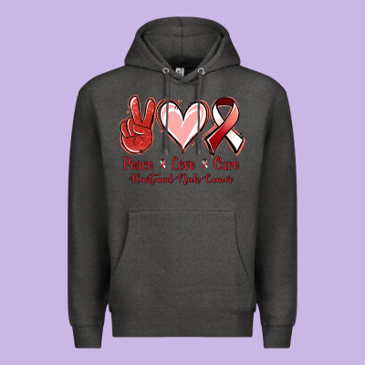 Peace Love Cure Heart And Neck Cancer Premium Hoodie Designed By Jasminsmagicworld