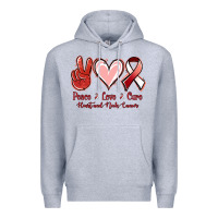 Heather Grey Peace Love Cure Heart And Neck Cancer Premium Hoodie - Jasminsmagicworld