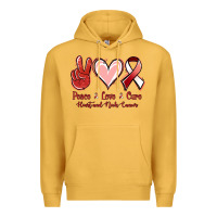 Mustard Peace Love Cure Heart And Neck Cancer Premium Hoodie - Jasminsmagicworld