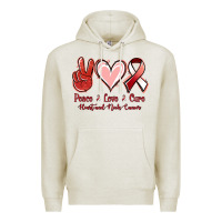 Oatmeal Heather Peace Love Cure Heart And Neck Cancer Premium Hoodie - Jasminsmagicworld