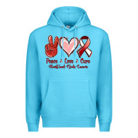 Ocean Blue Peace Love Cure Heart And Neck Cancer Premium Hoodie - Jasminsmagicworld