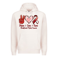 Pale Pink Peace Love Cure Heart And Neck Cancer Premium Hoodie - Jasminsmagicworld
