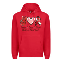 Red Peace Love Cure Heart And Neck Cancer Premium Hoodie - Jasminsmagicworld