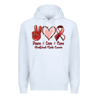 White Peace Love Cure Heart And Neck Cancer Premium Hoodie - Jasminsmagicworld