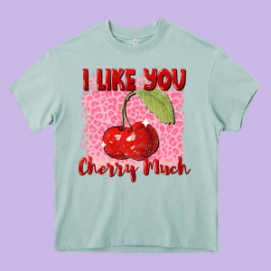I Like You Cherry Much Valentine's Day Heavy Core Tee Designed By Fadigitalartstudio