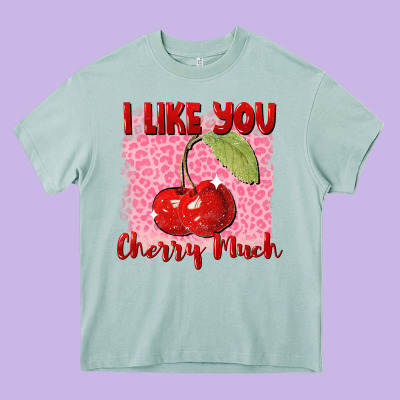 I Like You Cherry Much Valentine's Day Heavy Core Tee Designed By Fadigitalartstudio