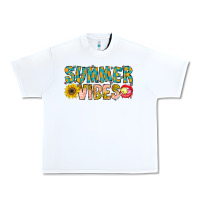White Summer Vibes Urban Heavy Tee - CowhideDigitalArt