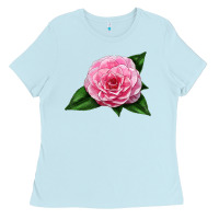 Baby Blue Camellia Flower Ladies Tee - LillyAllenDesigns