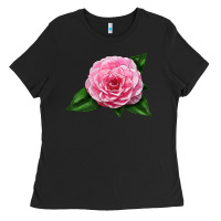 Black Camellia Flower Ladies Tee - LillyAllenDesigns