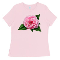 Bubblegum Pink Camellia Flower Ladies Tee - LillyAllenDesigns