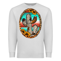 Dove Grey cowhide serape and sunflower cactus Premium Sweatshirt - Jasminsmagicworld