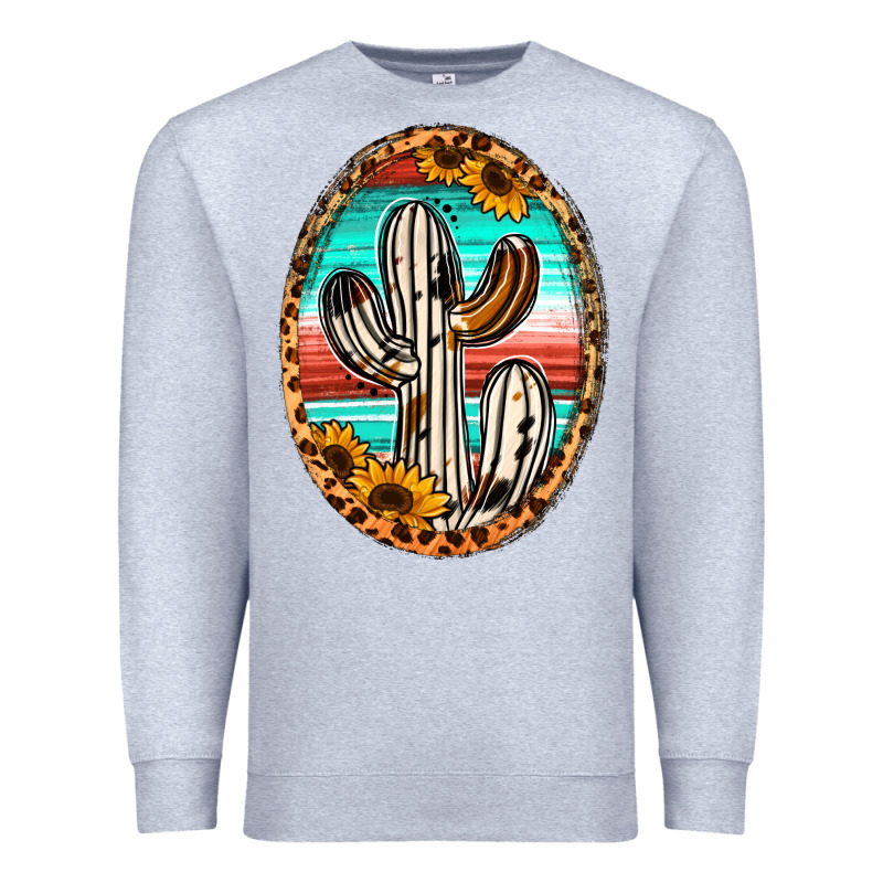 Cowhide Serape And Sunflower Cactus Premium Sweatshirt by Jasminsmagicworld | Teevron
