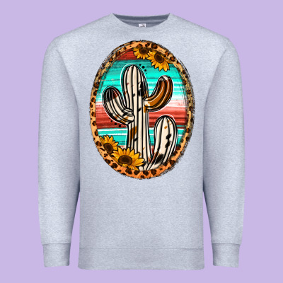 Cowhide Serape And Sunflower Cactus Premium Sweatshirt Designed By Jasminsmagicworld