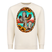 Sandshell cowhide serape and sunflower cactus Premium Sweatshirt - Jasminsmagicworld