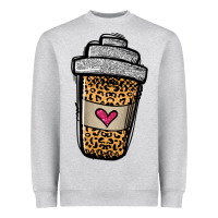 Heather Grey leopard glitter coffee cup Heavyweight Sweatshirt - Jasminsmagicworld
