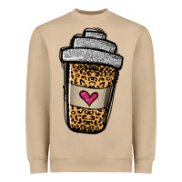 Leopard Glitter Coffee Cup Heavyweight Sweatshirt | Teevron