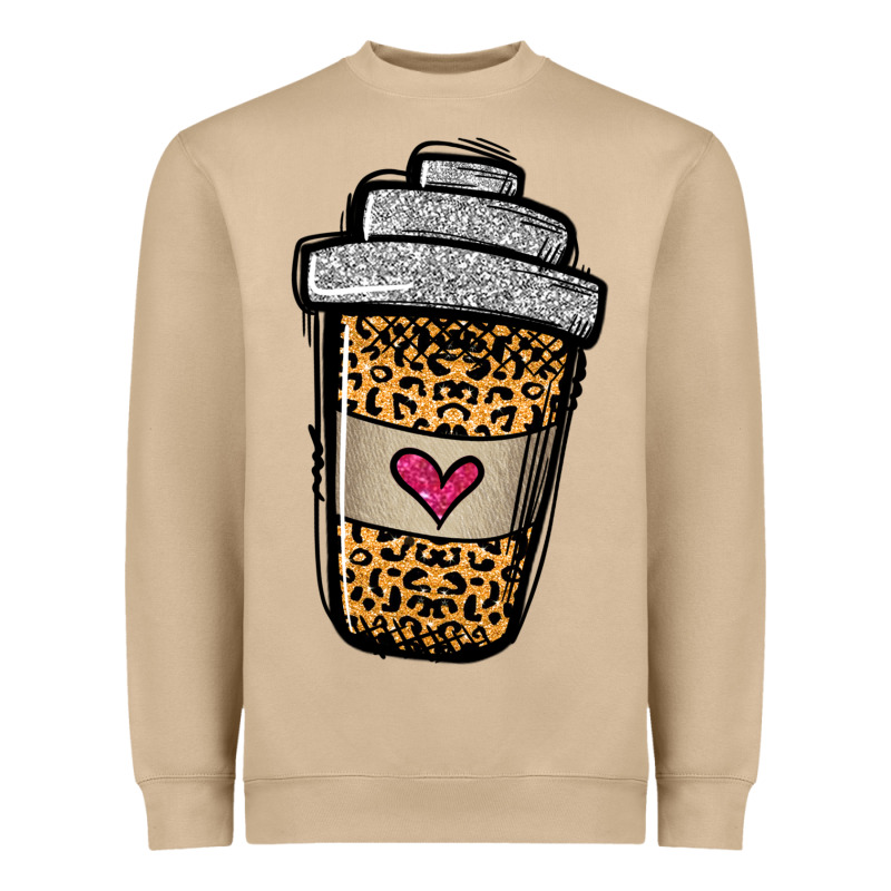 Leopard Glitter Coffee Cup Heavyweight Sweatshirt by Jasminsmagicworld | Teevron