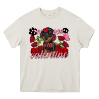 Cream My dog is my Valentine's Day Heavy Core Tee - FaDigitalArtStudio