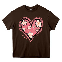 Chocolate Brown floral pink glitter heart Heavy Core Tee - Jasminsmagicworld