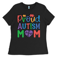 Black Proud Autism Mom Ladies Tee - CowhideDigitalArt