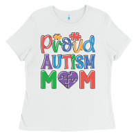 White Proud Autism Mom Ladies Tee - CowhideDigitalArt