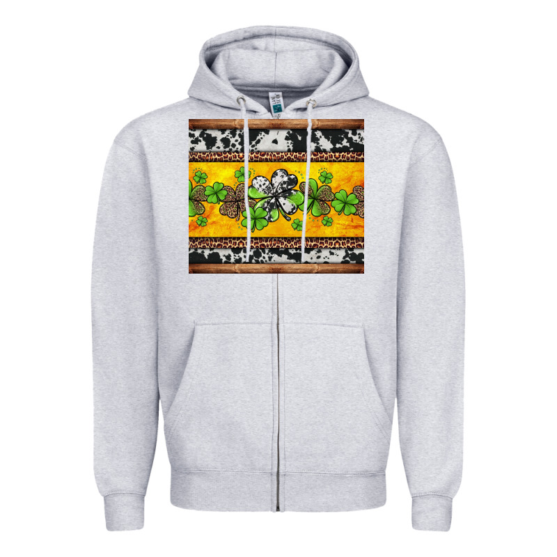 St Patricks Day Western Shamrock Zipper Hoodie by Jasminsmagicworld | Teevron