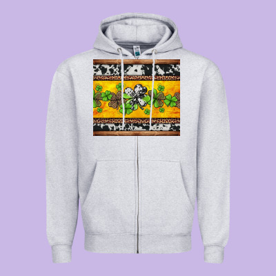 St Patricks Day Western Shamrock Zipper Hoodie Designed By Jasminsmagicworld