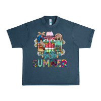 Midnight Navy Hello Summer Urban Heavy Tee - CowhideDigitalArt