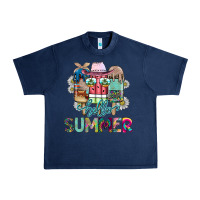 Navy Hello Summer Urban Heavy Tee - CowhideDigitalArt