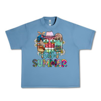 Pebble Blue Hello Summer Urban Heavy Tee - CowhideDigitalArt