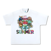 White Hello Summer Urban Heavy Tee - CowhideDigitalArt