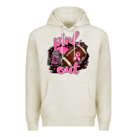 Oatmeal Heather Pink Out Football Premium Hoodie - BarkalooDesign