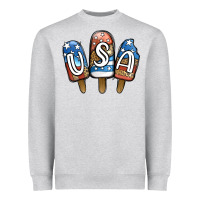 Heather Grey USA Patriotic Leopard Popsicles Heavyweight Sweatshirt - Jasminsmagicworld