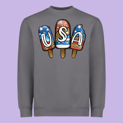 Usa Patriotic Leopard Popsicles Heavyweight Sweatshirt Designed By Jasminsmagicworld